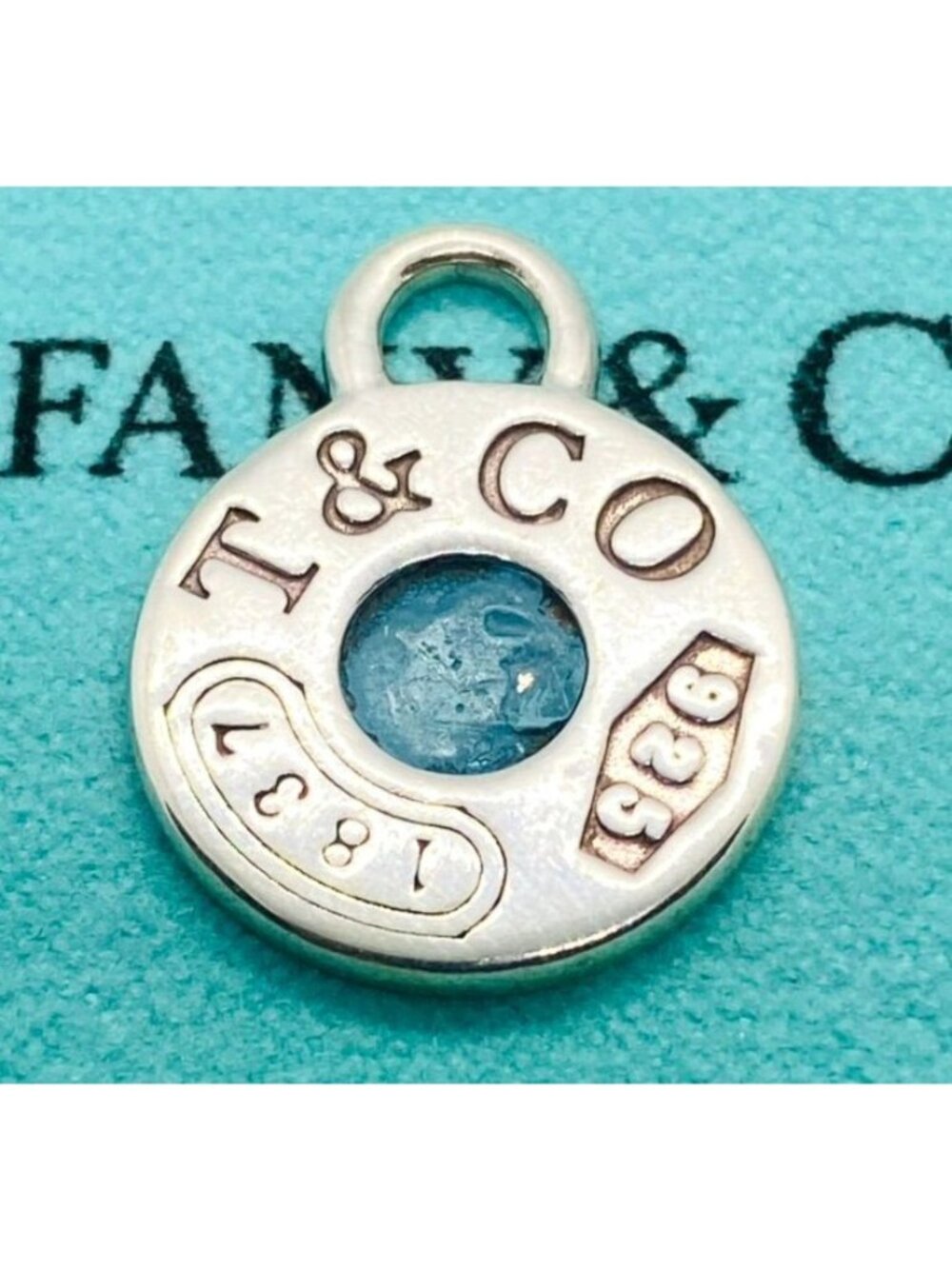 Tiffany & Co Sterling Silver 925 Blue Enamel Charm Pendant
